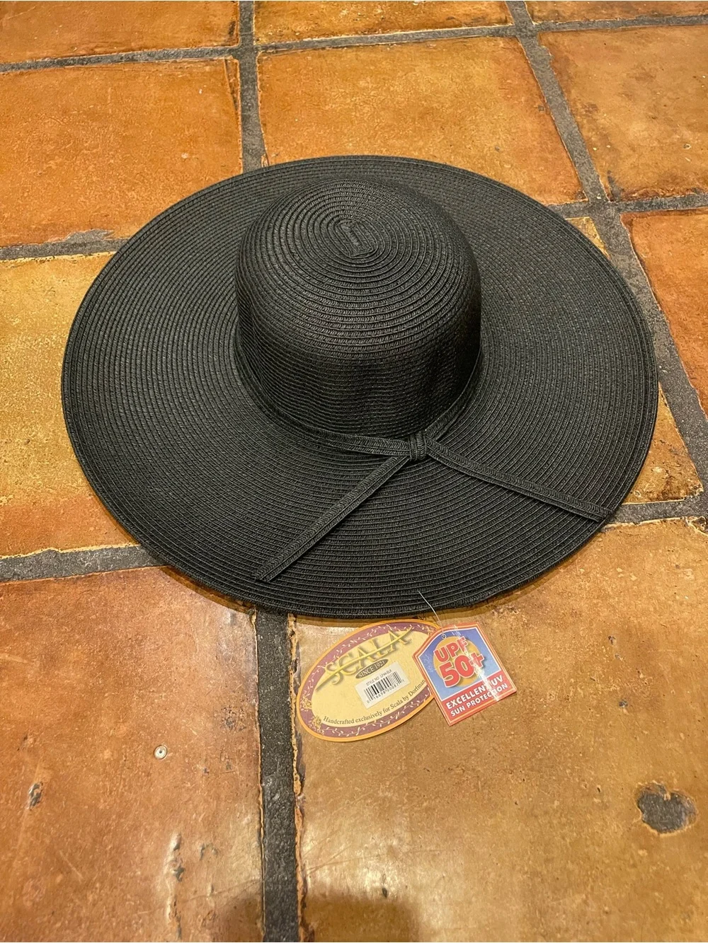 Scala Collezione Black Wide Brim Sun Hat LP44-BLK NWT UPF 50+ OS